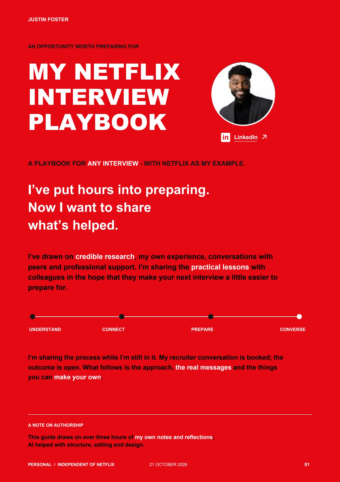 Page 1 of 25: My Netflix Interview Playbook. A text version is available below.